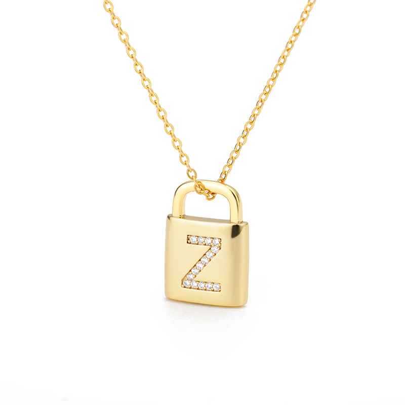 Secure Lock Capital English Letter Pendant Necklace in Stainless Steel - Image 21