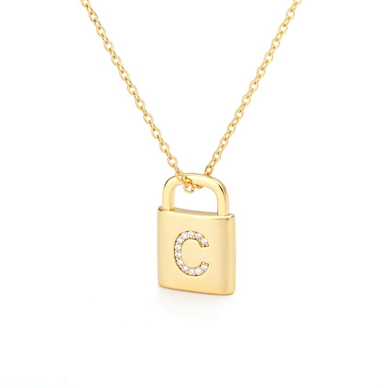 Secure Lock Capital English Letter Pendant Necklace in Stainless Steel - Image 25