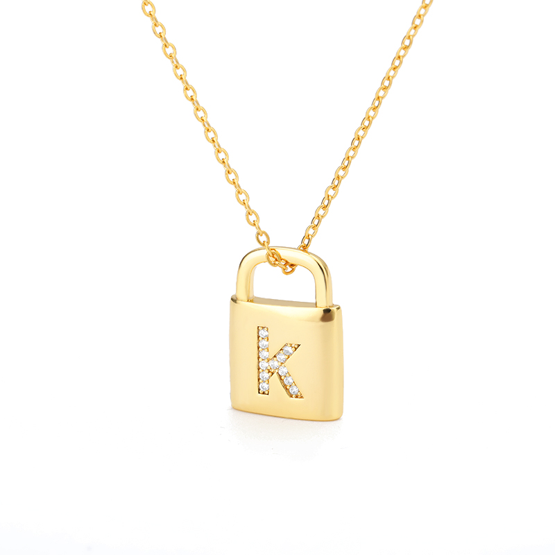 Secure Lock Capital English Letter Pendant Necklace in Stainless Steel - Image 28