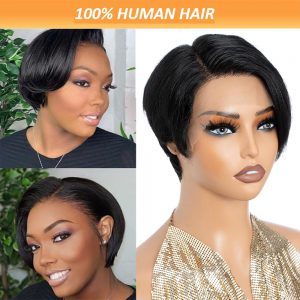 Non-toxic Human Hair Lace Bob Wig - Pre-Drawn 13X4X1 T-Part Short Straight Lace Front Wig for All Occasions