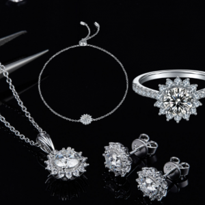 Elegant 925 Silver Three-Piece Set: Necklace, Earrings, and Bracelet
