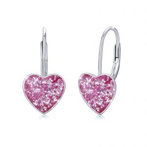 925 Sterling Silver Heart Leverback Small 10mm Dangle Hoop Earrings - Stylish & Elegant