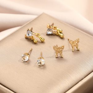 Charming 6-Piece Set of Women's Cute Liquid Butterfly Earrings for Special-Interest Design