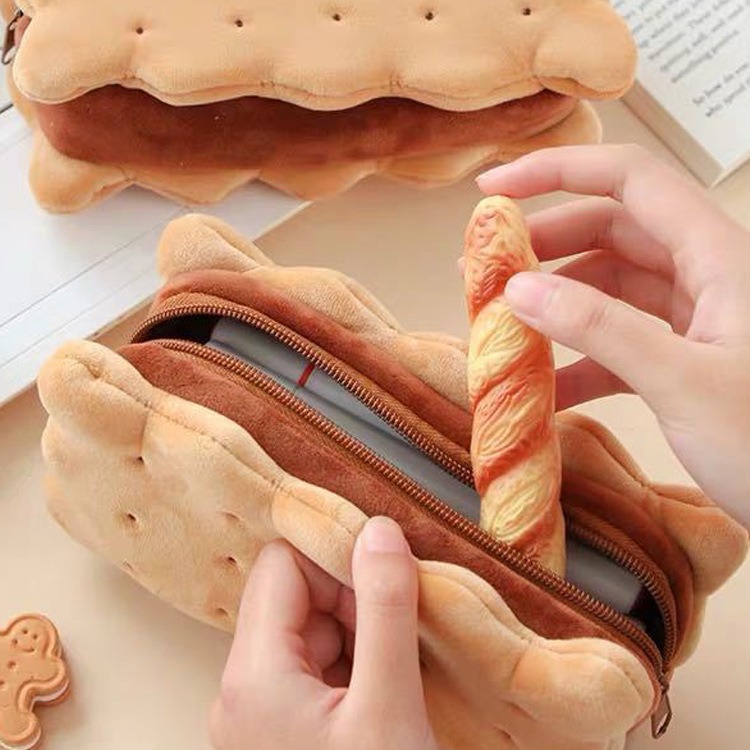 Plush Sandwich Biscuit Pencil Bag - Adorable and Functional Storage Solution