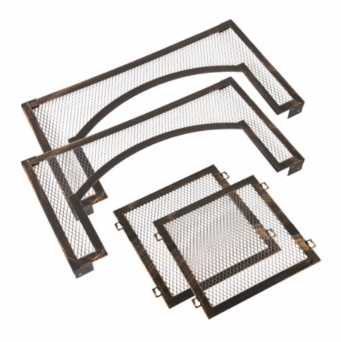 37 Inch Rectangular Metal Outdoor Wood Burning Fireplace - Stylish Outdoor Fireplace with Built-in Log Storage & Brush Stick for Cozy Patio, Garden & Backyard Fire Pits - Image 9